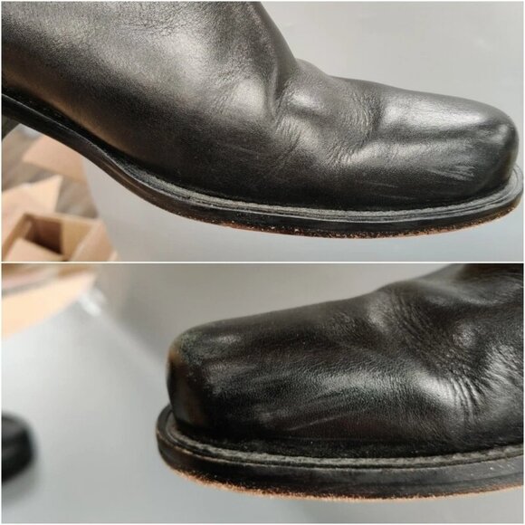 JIGSAW UK Western Zipper Boots Floral Embossed Black Suede Leather Size 38 US 7 - Picture 12 of 16